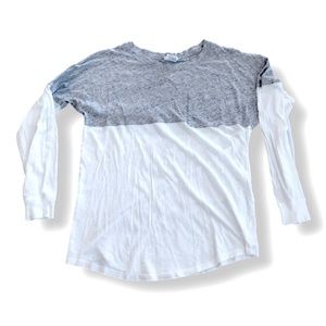 Victoria’s Secret PINK Weathered Gray Colorblock Scoop Long Sleeve Campus Tee